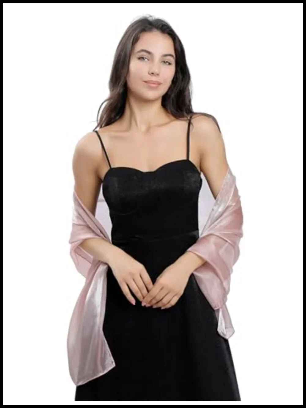Sheer Silky Organza Shimmer Shawl Wrap for Evening Dress Wedding Party
